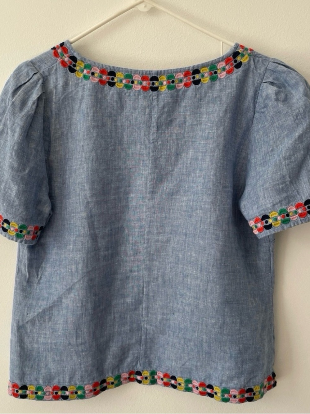 BODEN Heidi Embroidered Linen Top Us Size 12 - Picture 4 of 7
